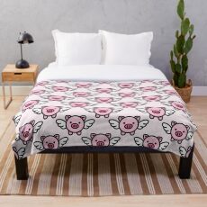 When Pigs Fly: Pink Throw Blanket
