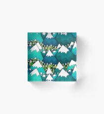 Bloque acrílico Picos y bosques de invierno