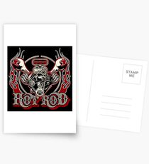 Cartoon Turbo Engine with vintage lettering poster Postcards