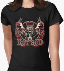 Cartoon Turbo Engine with vintage lettering poster Women's Fitted T-Shirt