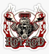 Cartoon Turbo Engine with vintage lettering poster Sticker