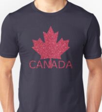Distressed Canada Flag Maple Leaf In Red Glitter Shirt Gear Unisex T-Shirt