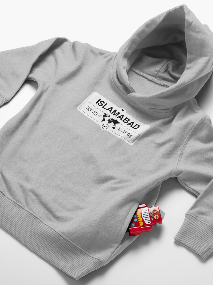 Alternate view of Islamabad Capital Territory with World Map Coordinates Toddler Pullover Hoodie