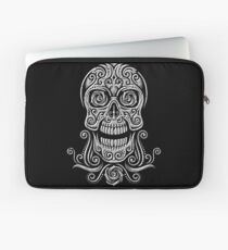 Day Of The Dead Skull - 02 Black White Grunge Laptop Sleeve
