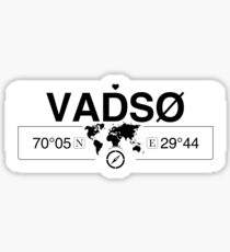Vadsø Finnmark with World Map Coordinates GPS and Compass Sticker