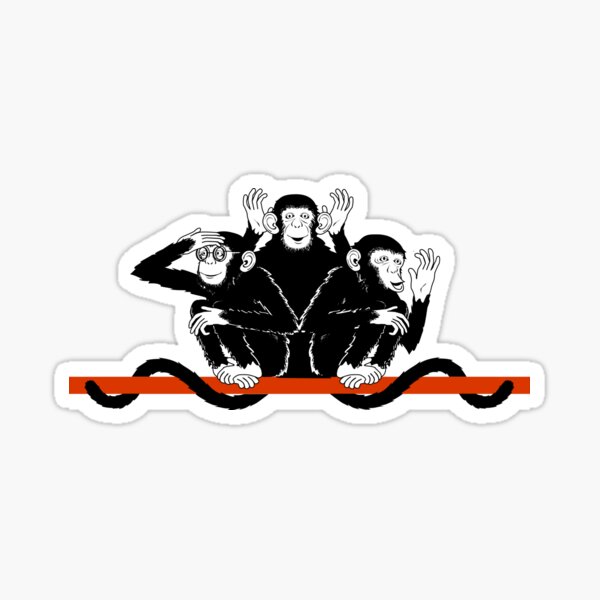 Monkeys Three - hear, speak and see Sticker