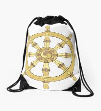 classic dharma wheel Drawstring Bag