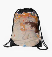 Gustav Klimt, mother and child,reproduction,art nouveau,great art from vintage painters Drawstring Bag