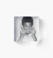 Basquiat black and white halftone fan art by nicheprintsnyc Acrylic Block