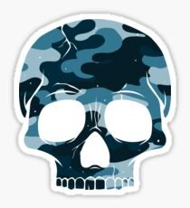 Blauer Camo-Schädel Sticker