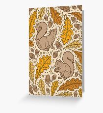 Oak & Squirrels | Autumn Yellows Palette Greeting Card