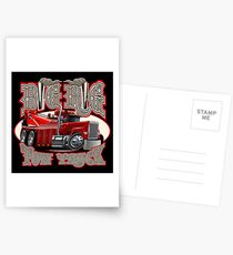 Cartoon big rig tow truck with vintage lettering poster Postcards