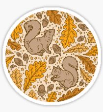 Pegatina Roble y ardillas | Paleta De Amarillos De Otoño