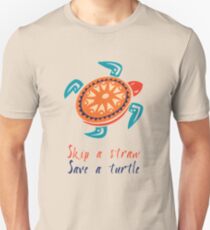 Überspringe den Strohhalm und rette eine Schildkröte Slim Fit T-Shirt