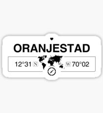 Oranjestad Aruba with World Map Coordinates GPS and Compass Sticker