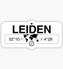 Leiden South Holland with World Map Coordinates GPS Sticker