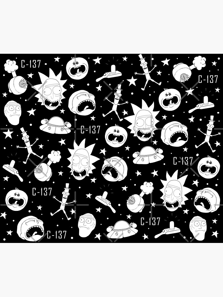 Black and white Rick and Morty pattern by ValentinaHramov
