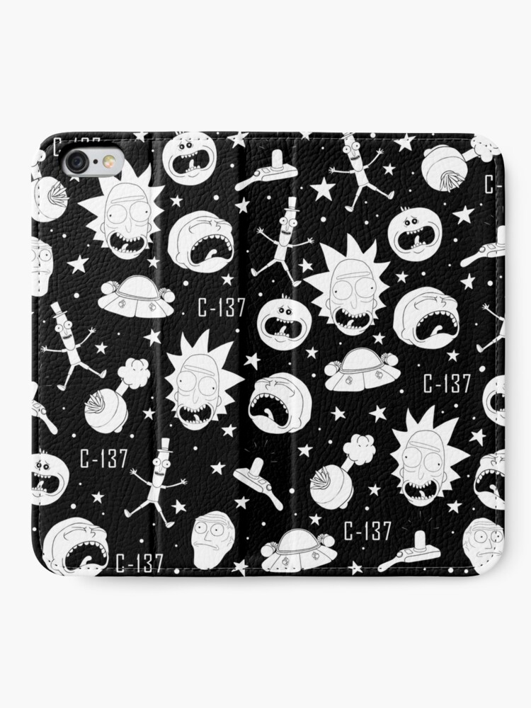 Alternate view of Black and white Rick and Morty pattern iPhone Wallet