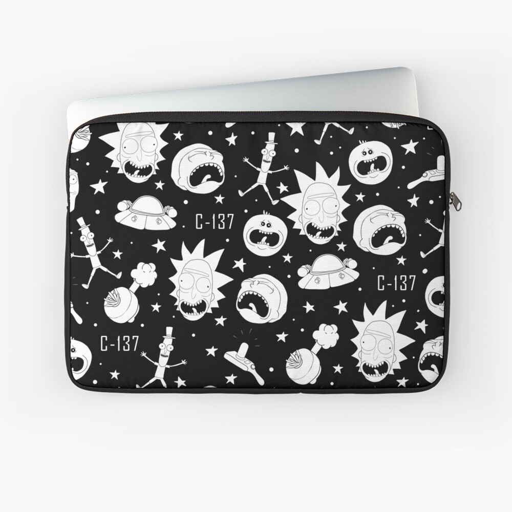 Black and white Rick and Morty pattern Laptop Sleeve