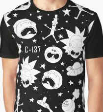 Black and white Rick and Morty pattern Graphic T-Shirt