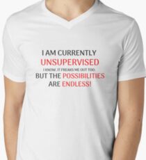 I am currently unsupervised funny adult design Men's V-Neck T-Shirt