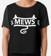 mews - white on black Chiffon Top