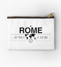Rome Lazio with World Map Coordinates GPS Zipper Pouch