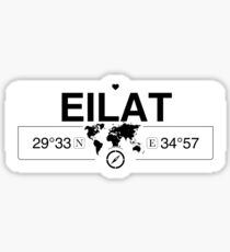 Eilat Israel with World Map Coordinates GPS Sticker
