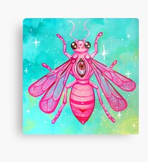 Pink Bee - Acrylic Painting Metal Print