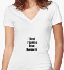 Hornets Lover Funny Gift Idea Animal Love Women's Fitted V-Neck T-Shirt