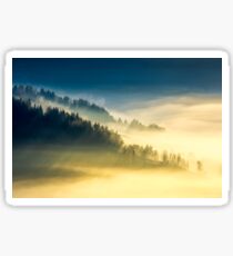 deep fog above the valley at sunrise Sticker