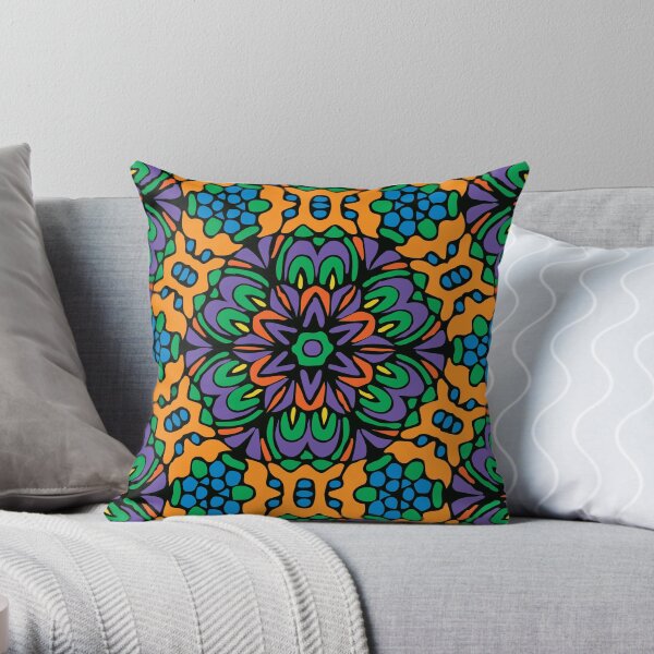 Royal Retro Flower Throw Pillow