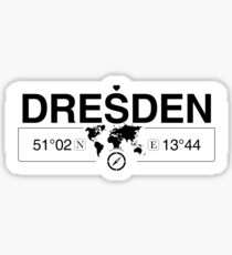 Dresden Saxony with World Map Coordinates GPS Sticker