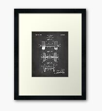 Weight Lifting Patent - Dumb Bell Art - Black Chalkboard Framed Print