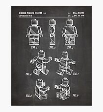 Lego Man Patent - Lego Bricks Art - Black Chalkboard Photographic Print