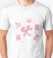 Stroller, twins, rattle, pacifier, bib, overalls. Slim Fit T-Shirt