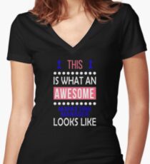 Marketing Manager Awesome Looks Funny Birthday Christmas Women's Fitted V-Neck T-Shirt