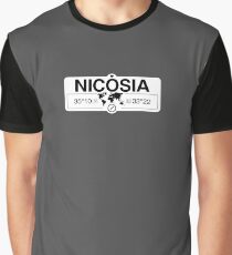 Nicosia Cyprus with World Map Coordinates GPS Graphic T-Shirt