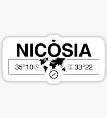 Nicosia Cyprus with World Map Coordinates GPS Sticker