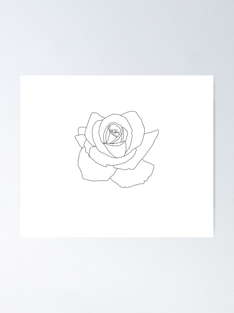 Simple Rose Tattoo Style Flower Poster By Foxandcrow Redbubble