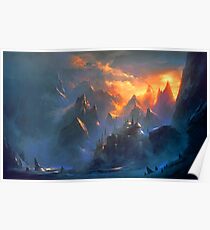 fantasy landcape - mountain village Poster