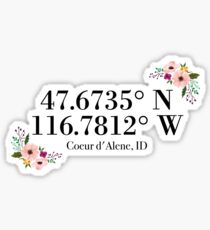 Coeur d'Alene, ID Coordinates Sticker
