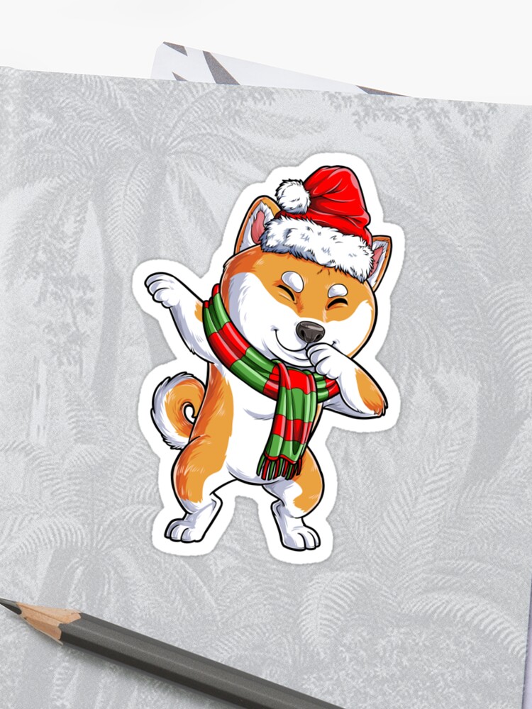 Dabbing Shiba Inu Santa T Shirt Christmas Kids Boys Gifts Sticker By Liquegifts