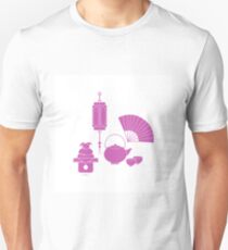 Chinese lantern, kettle, cups, fan, kagami mochi. Unisex T-Shirt
