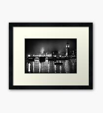 Westminster Palace, A Foggy Winter Night, London, UK Framed Print