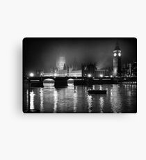 Westminster Palace, A Foggy Winter Night, London, UK Canvas Print