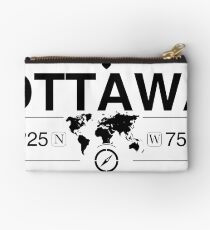 Ottawa Ontario with World Map Coordinates GPS Studio Pouch