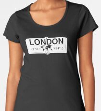 London Ontario with World Map Coordinates GPS Women's Premium T-Shirt