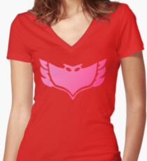 Pj masks Owlette symbol Women's Fitted V-Neck T-Shirt