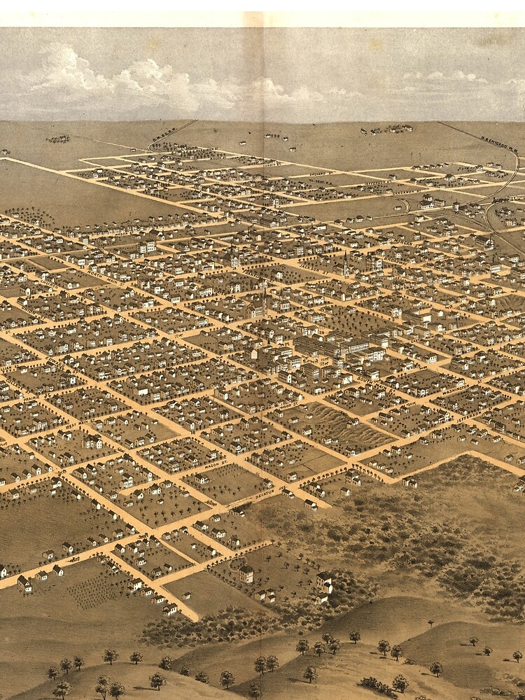 "Vintage Pictorial Map of Decatur IL (1869)" Tshirt by BravuraMedia